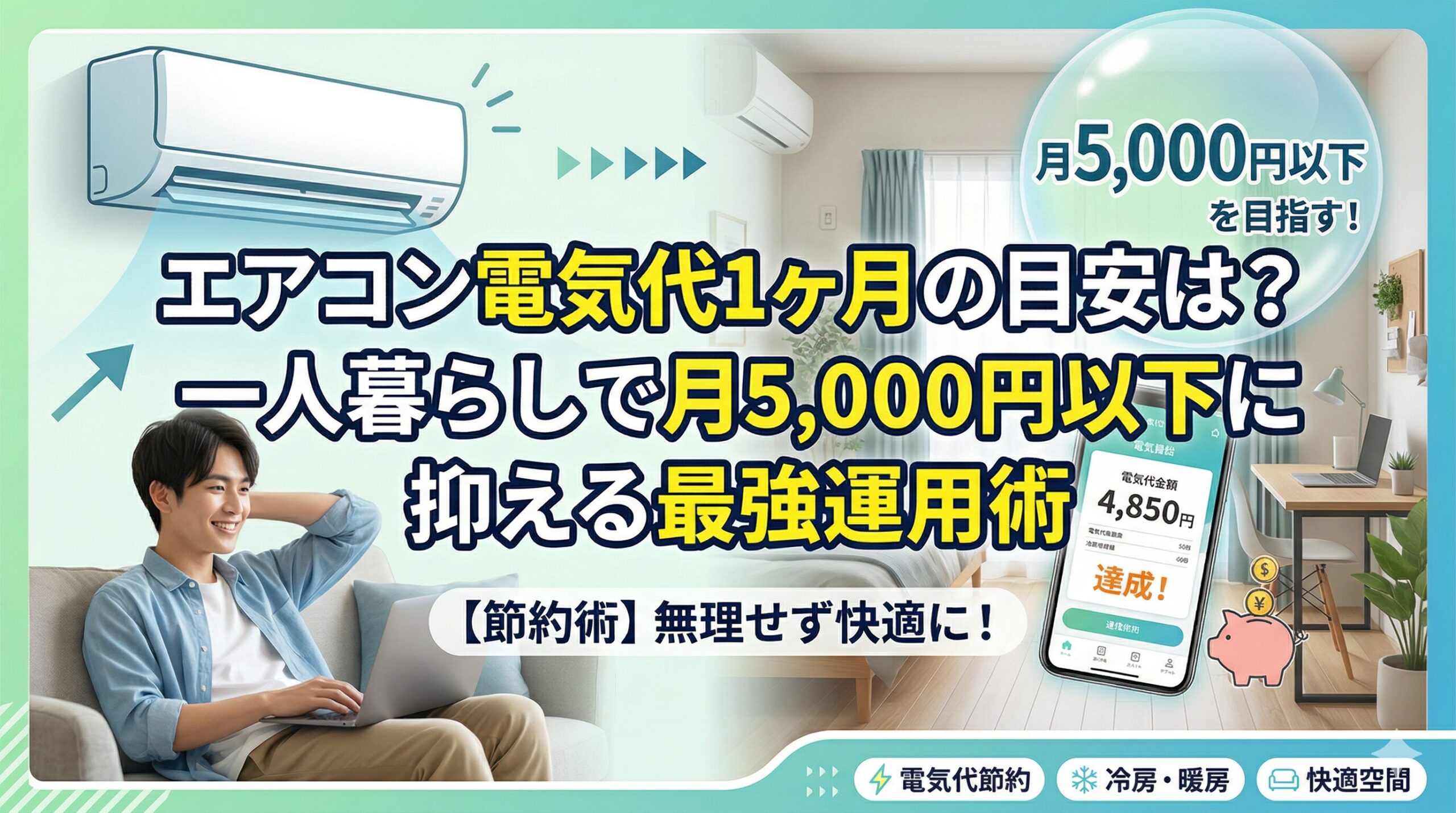 エアコン電気代1ヶ月の目安