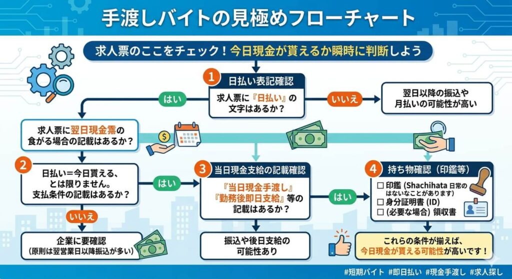 手渡しバイトの見極めフローチャート