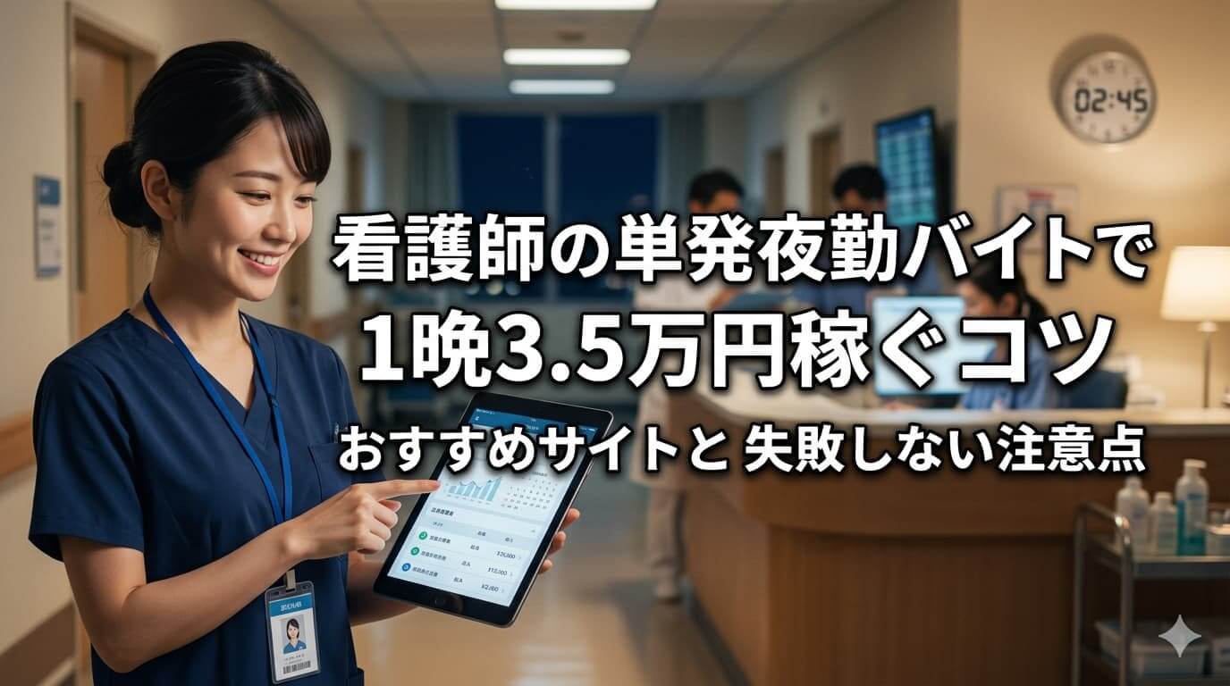 看護師の単発夜勤バイトで1晩3.5万円稼ぐコツ