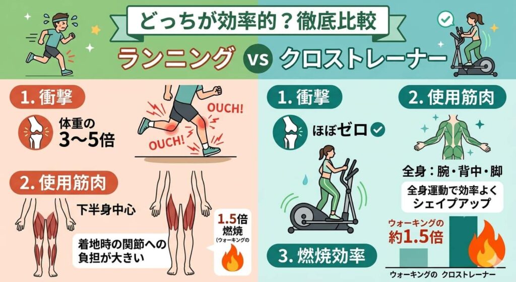 ランニング vs クロストレーナーの衝撃と燃焼効率