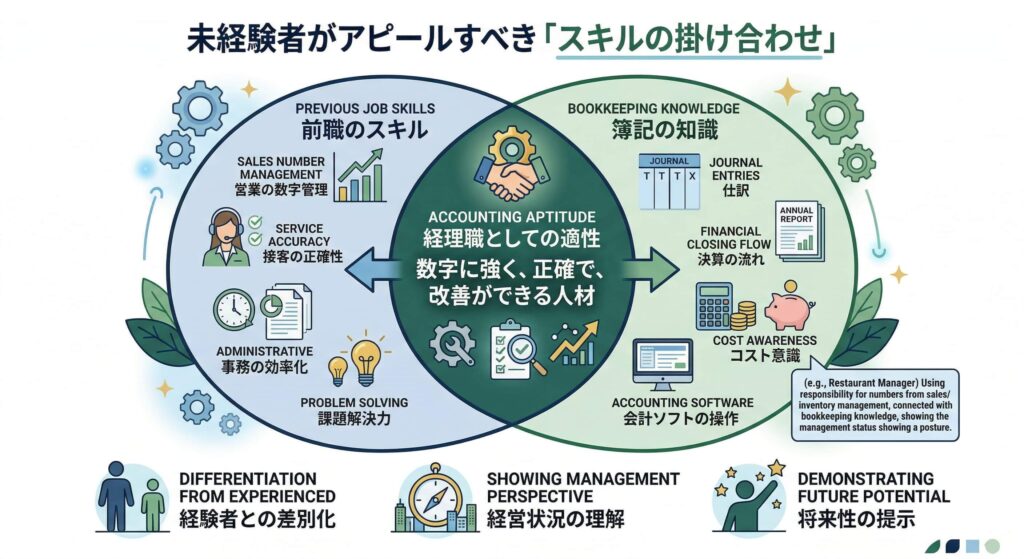 未経験者がアピールすべき「スキルの掛け合わせ」を視覚化する。