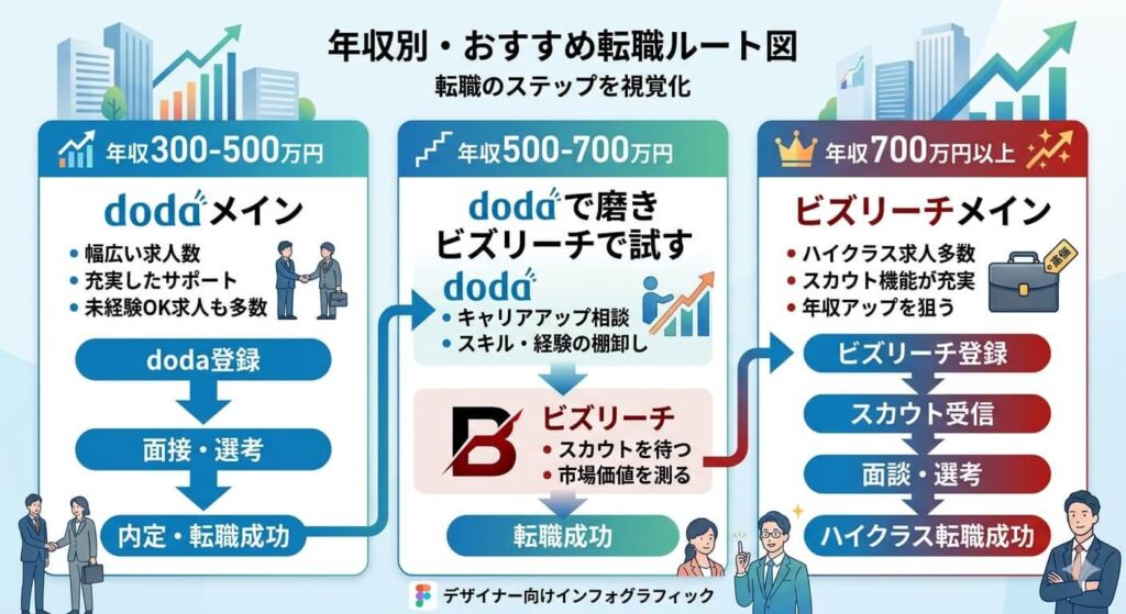 年収別・おすすめ転職ルート図