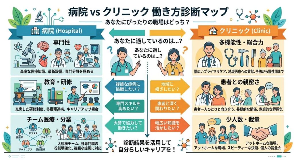 病院 vs クリニック 働き方診断マップ