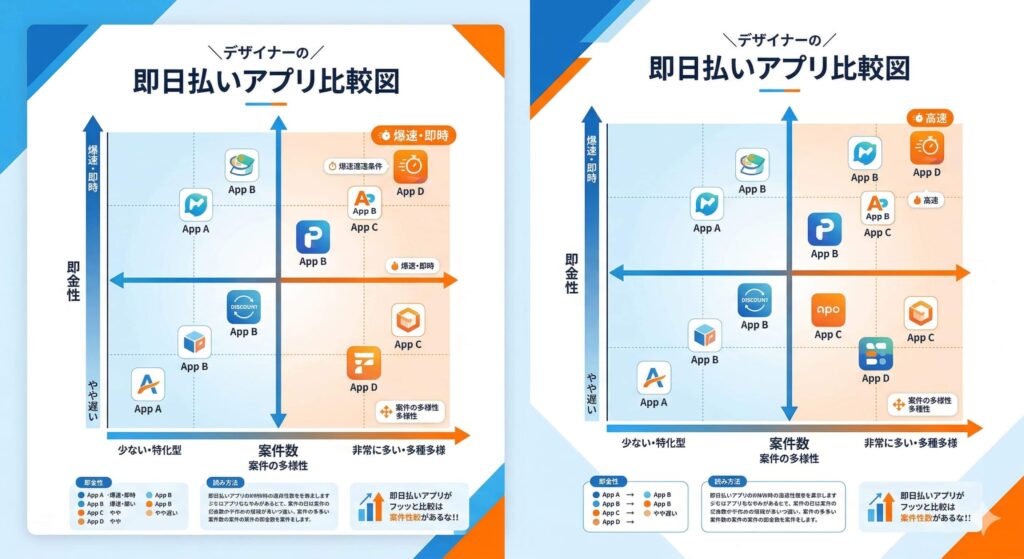 即日払いアプリ比較図