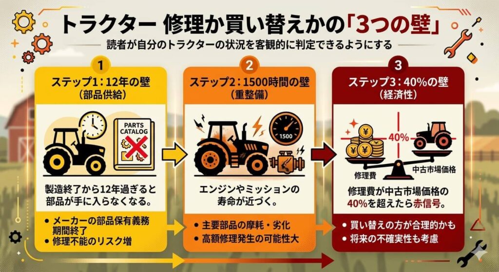 ラクター修理か買い替えかの「3つの壁」