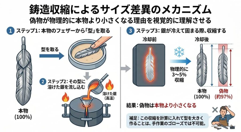 鋳造収縮によるサイズ差異のメカニズム
