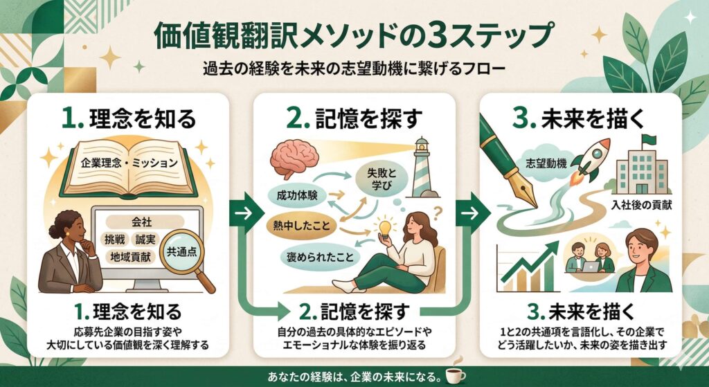 価値観翻訳メソッドの3ステップ