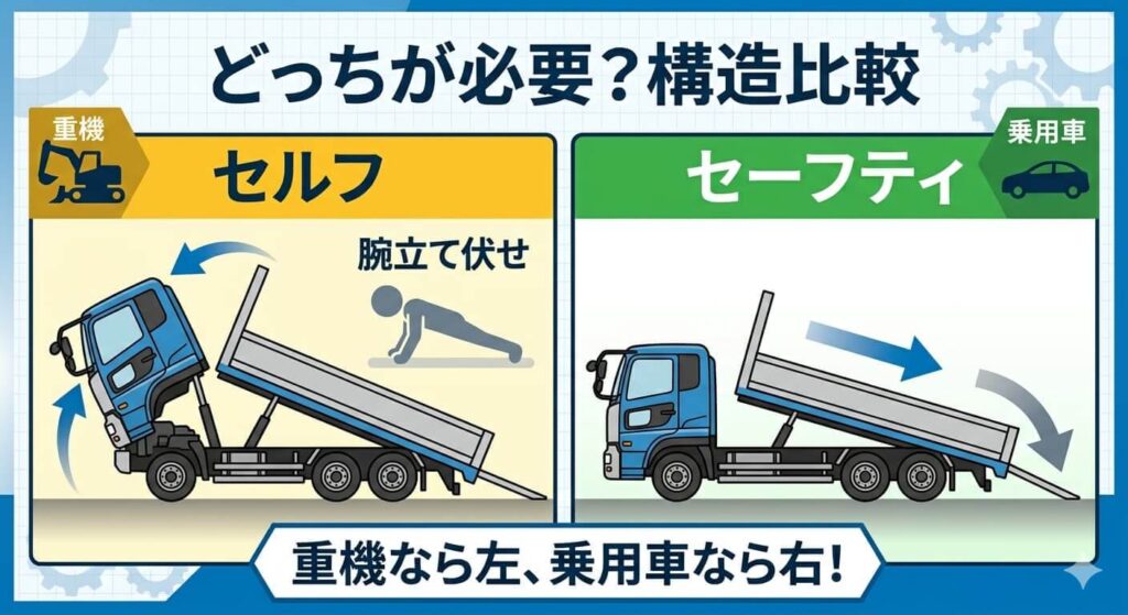 セルフvsセーフティの積み込み姿勢比較