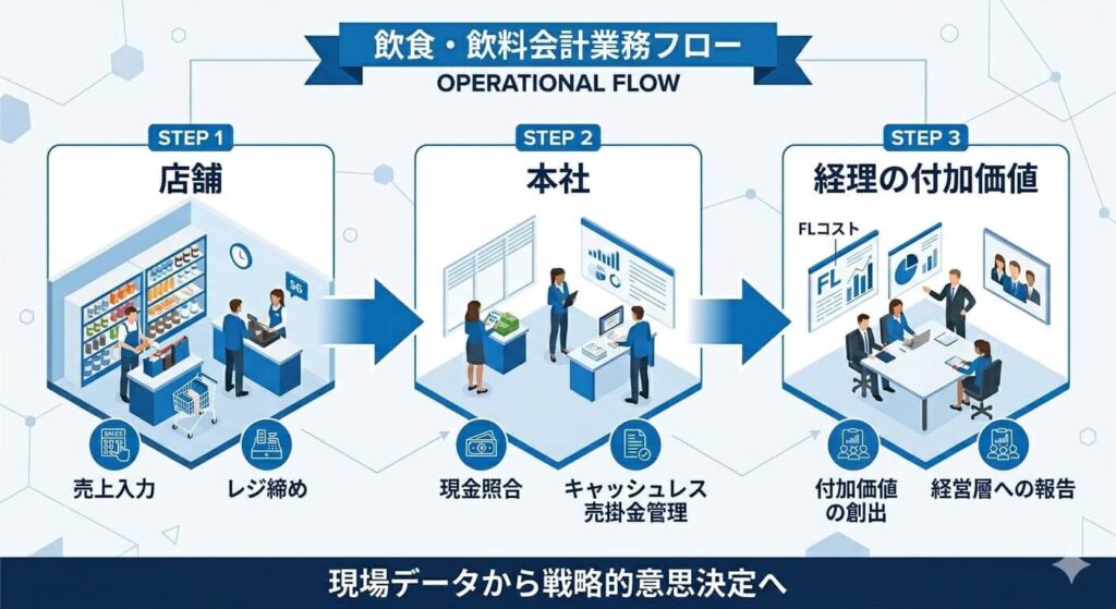 飲食経理の業務フロー図