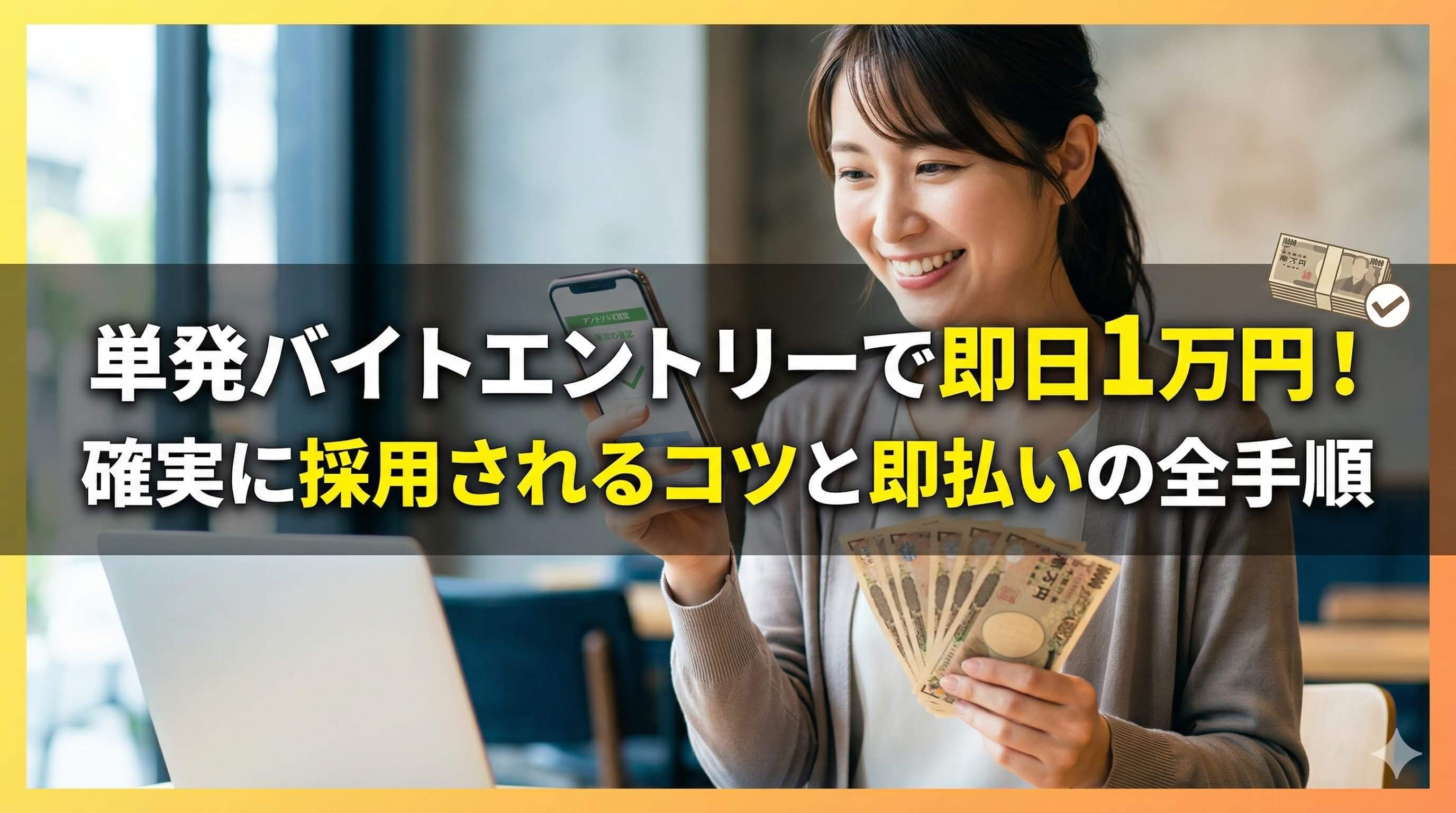 単発バイトエントリーで即日1万円！