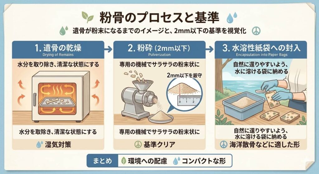  粉骨のプロセスと基準