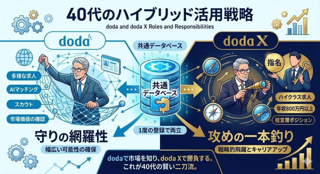 dodaとdoda Xの役割分担図