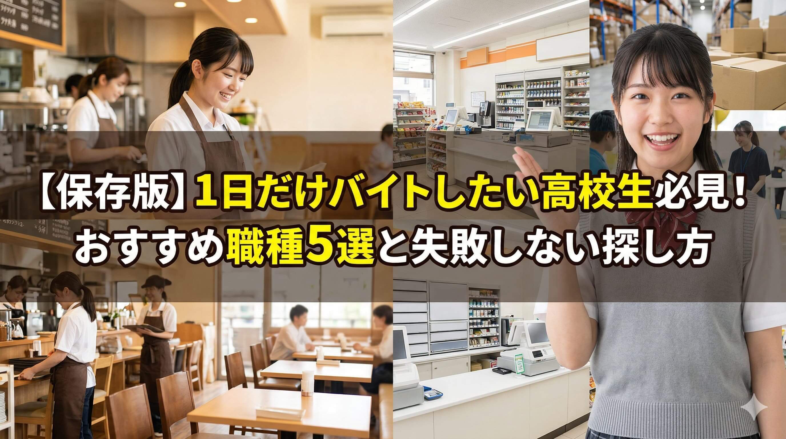 【保存版】1日だけバイトしたい高校生必見！