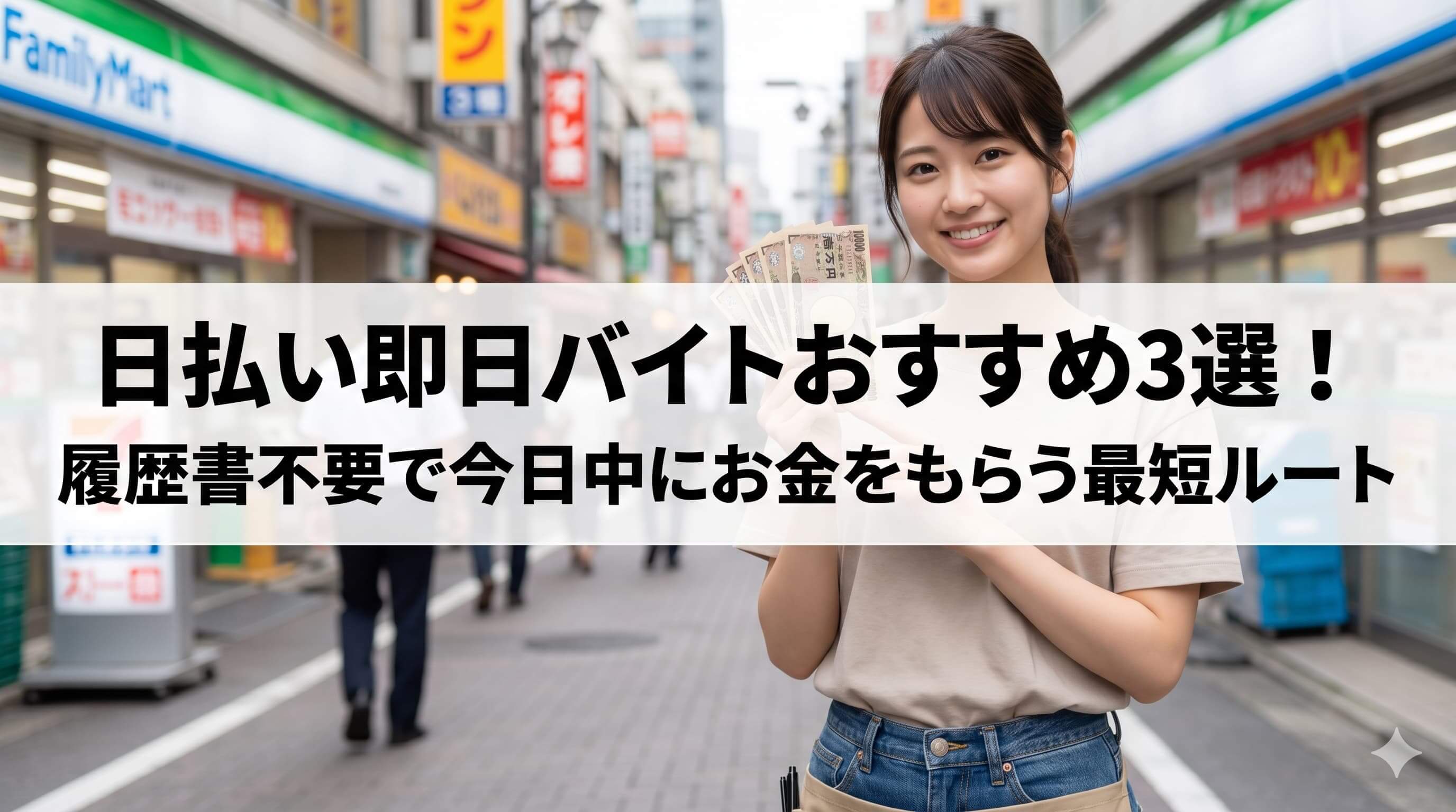 日払い即日バイトおすすめ3選！