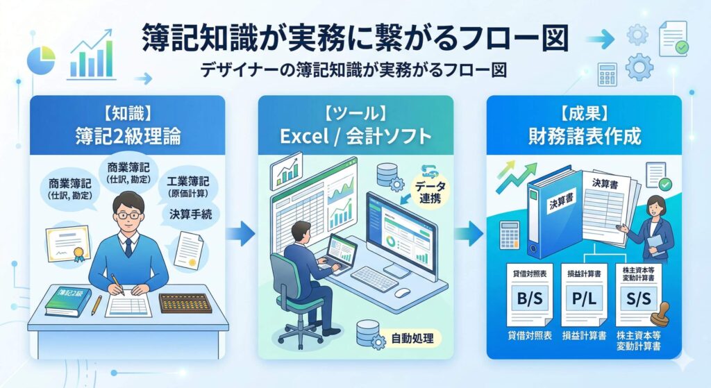 簿記知識が実務に繋がるフロー図