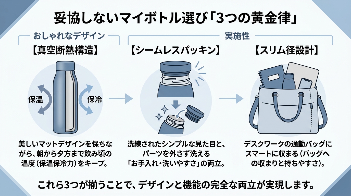 水筒 おしゃれ｜水筒はデザインと実用性で選ぶ！おしゃれなマイボトのインフォグラフィック1