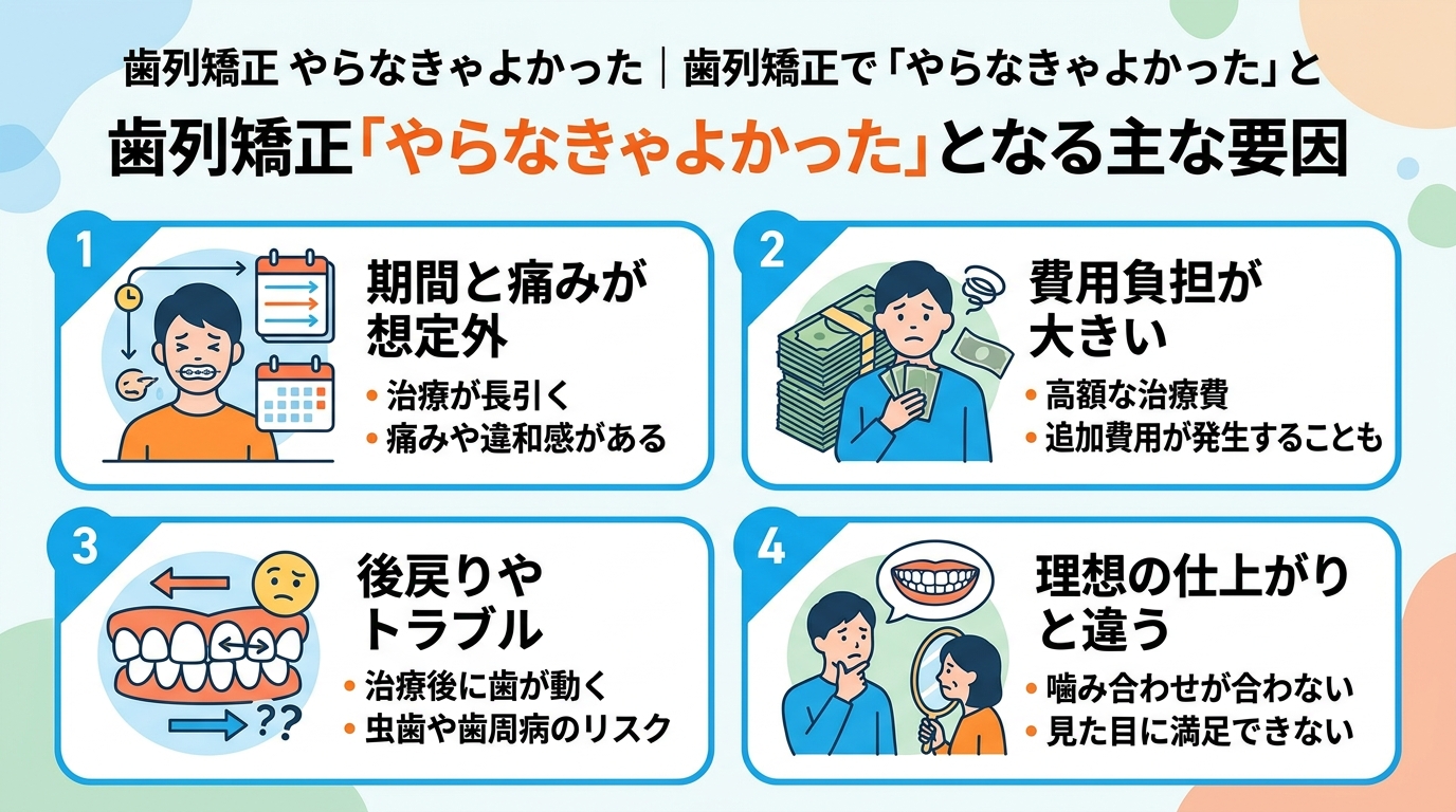 歯列矯正 やらなきゃよかった|歯列矯正で「やらなきゃよかった」とのインフォグラフィック1