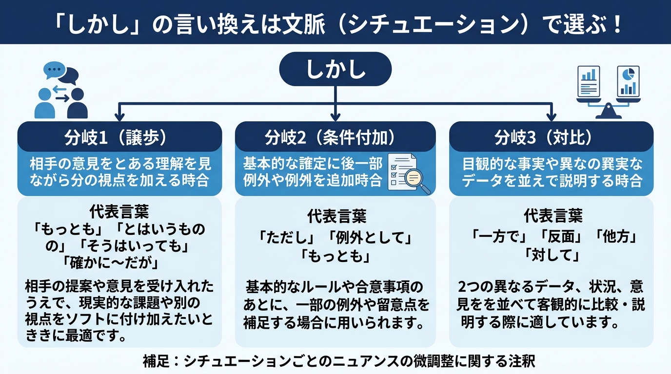 しかし 言い換え|しかしの言い換えでビジネスメールを品よく!類語のインフォグラフィック1