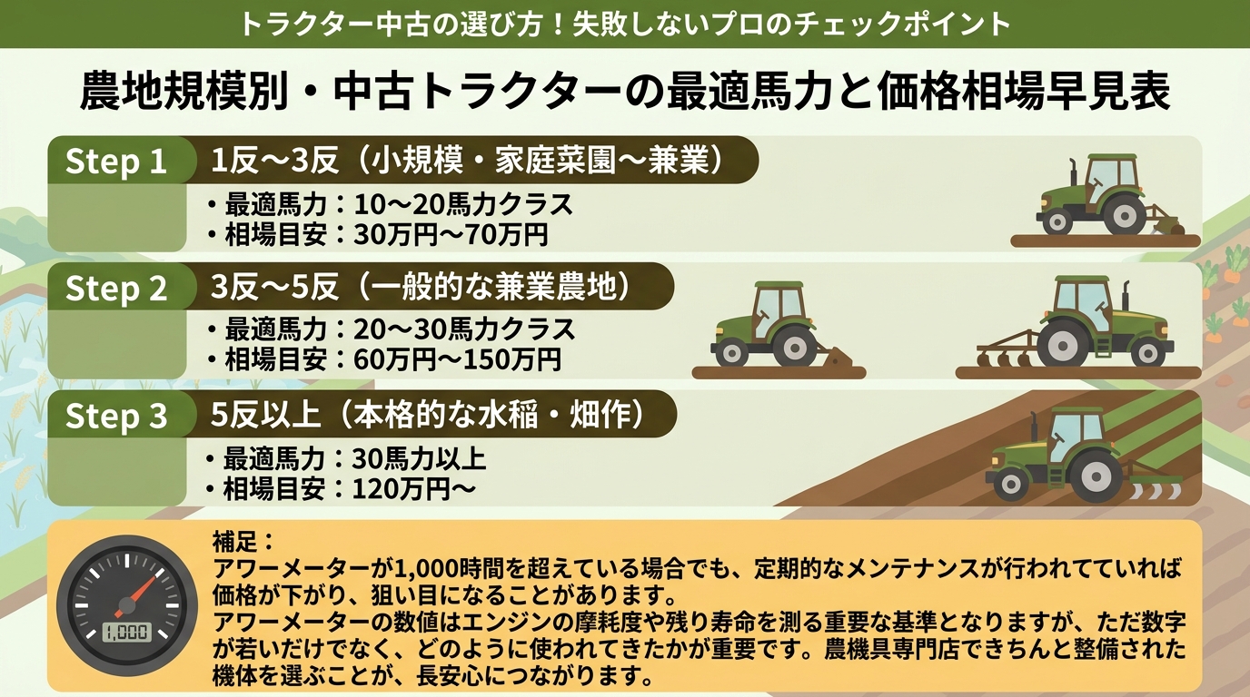 トラクター中古の選び方!失敗しないプロのチェックポイントのインフォグラフィック1