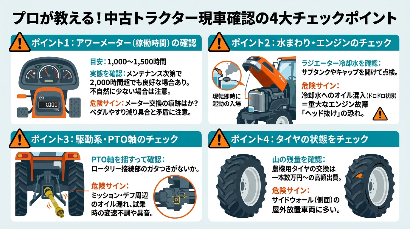 トラクタークボタ中古|クボタ中古トラクターの選び方と価格相場のインフォグラフィック1