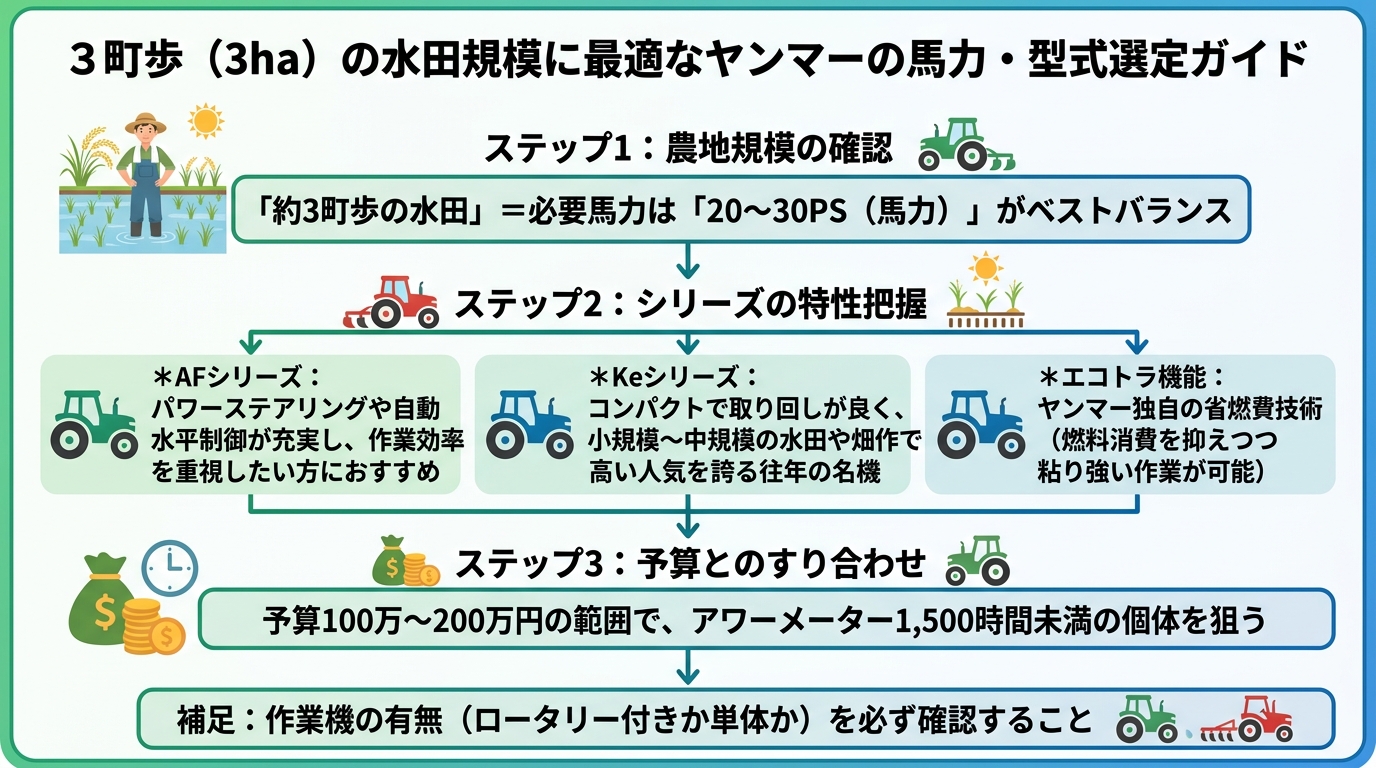 トラクター ヤンマー 中古の選び方!失敗しない馬力と相場のインフォグラフィック1