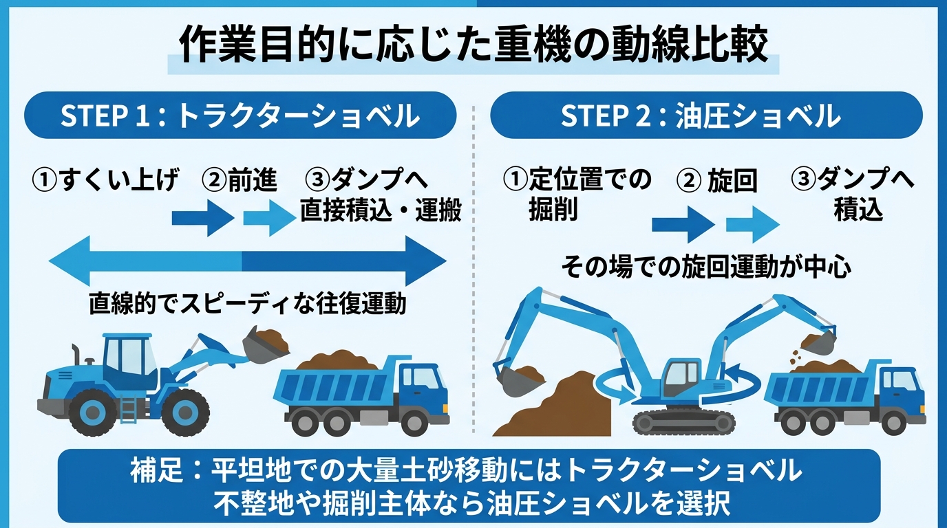 トラクターショベル選定の基本！失敗しない基準と油圧ショベルの違いのインフォグラフィック1