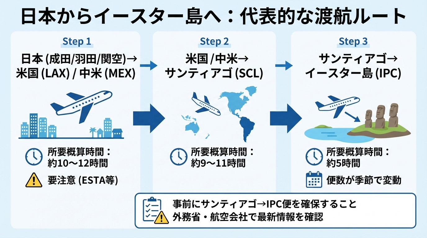 イースター島への行き方と日数|会社員でも行ける日数とルートのインフォグラフィック1