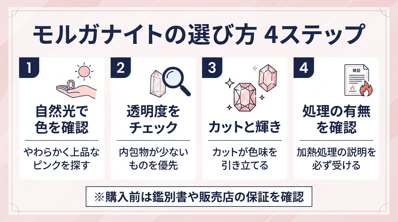 モルガナイトで後悔しない選び方と品質基準のインフォグラフィック1