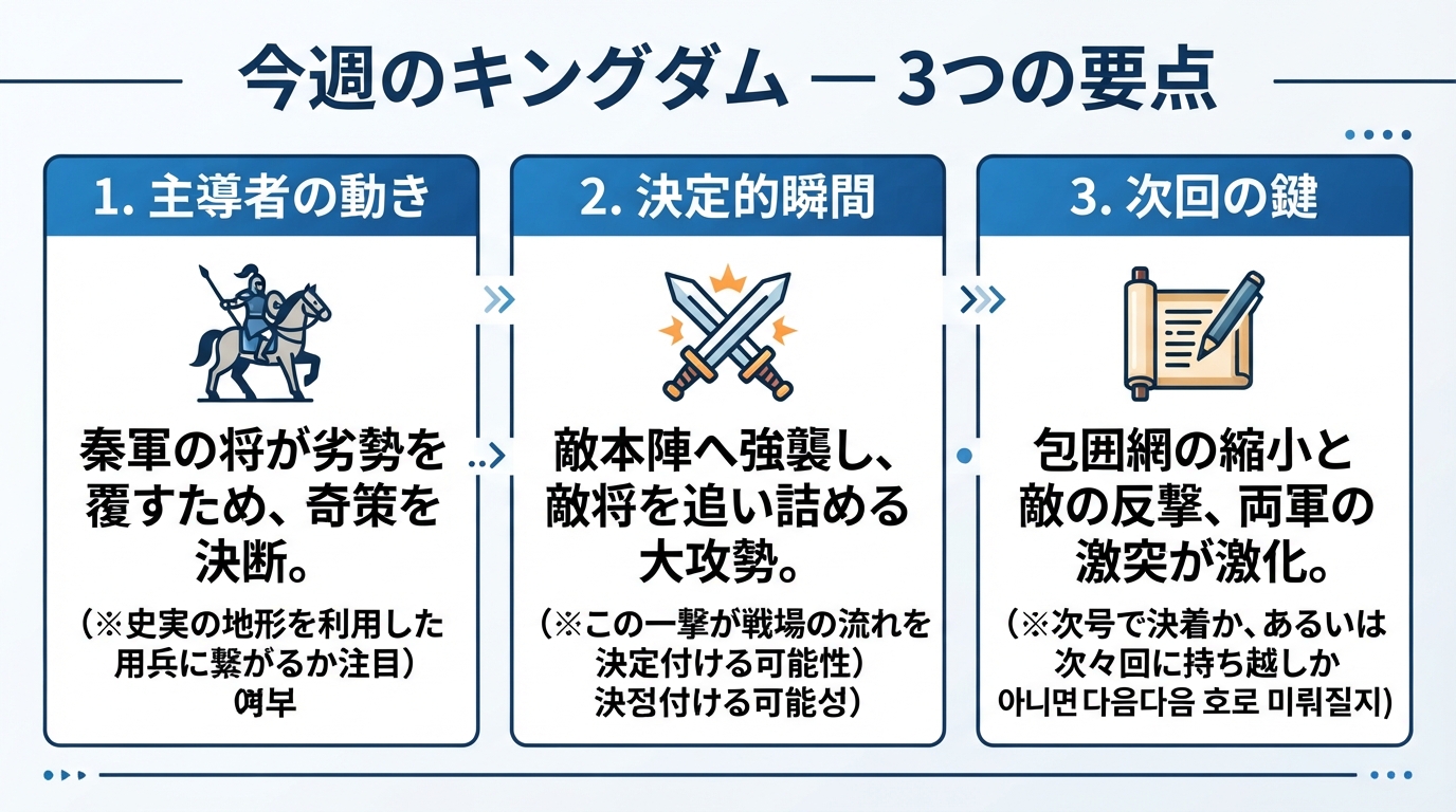 キングダム最新話の要点と次回休載情報の効率的な確認方法のインフォグラフィック1