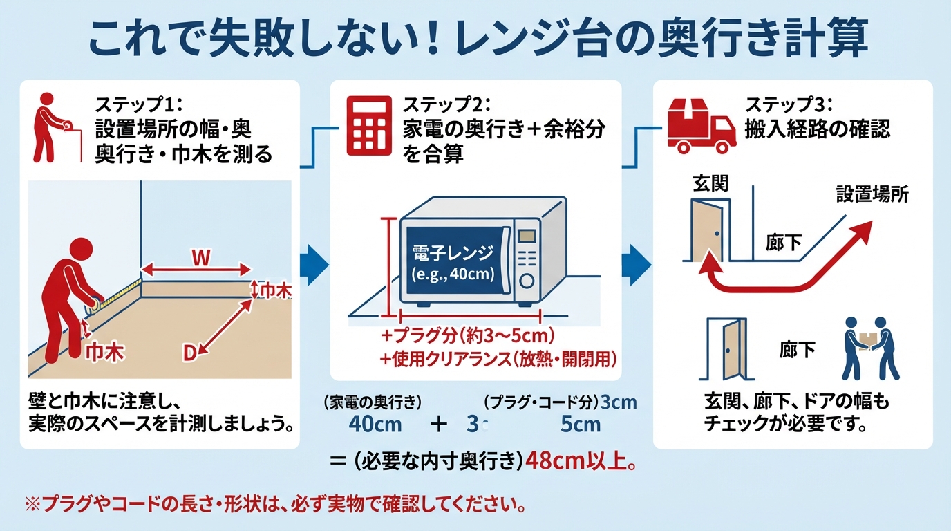 レンジ台の失敗しない選び方!インテリアコーディネーターが解説のインフォグラフィック1