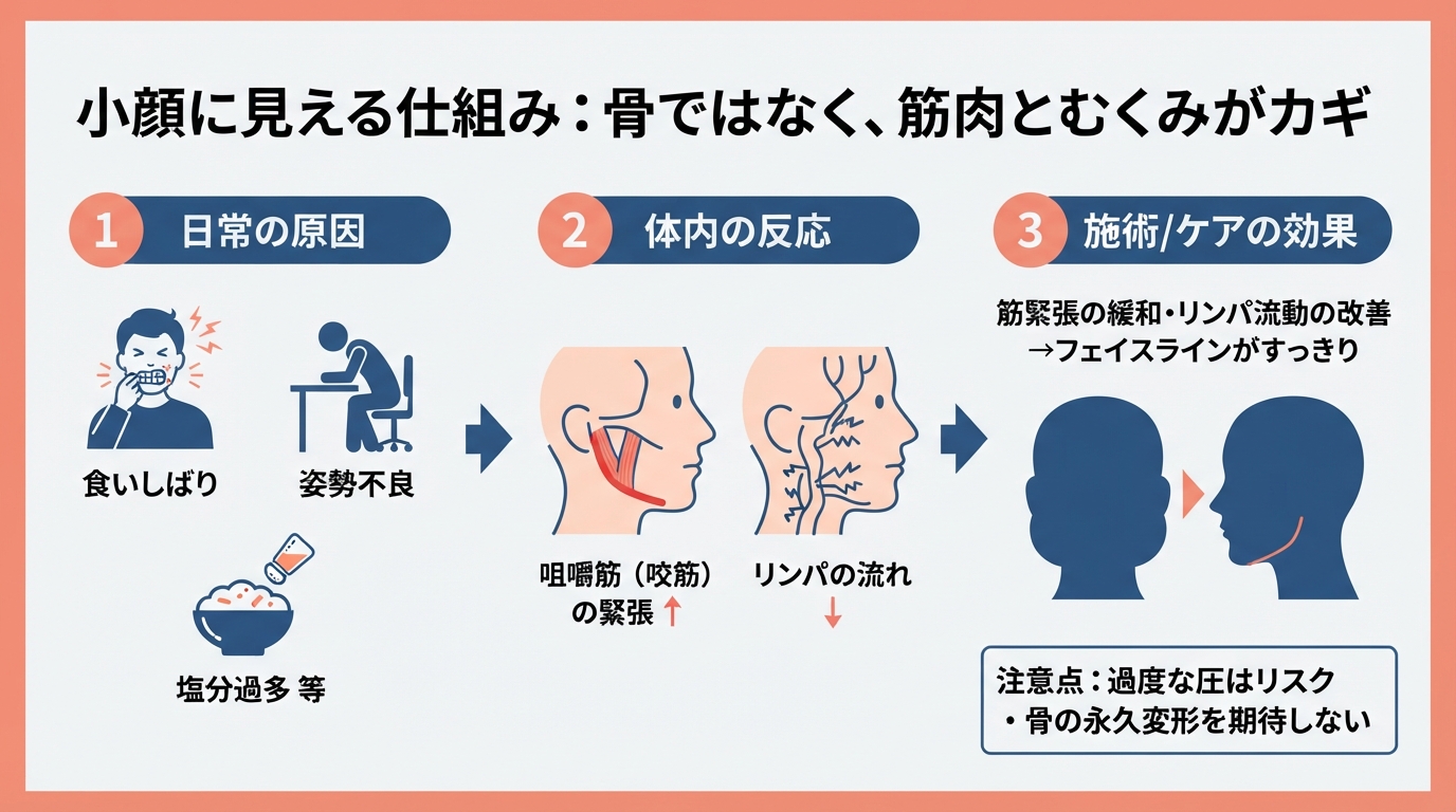 小顔矯正の効果と仕組み!後悔しない安全なサロン選びのコツのインフォグラフィック1