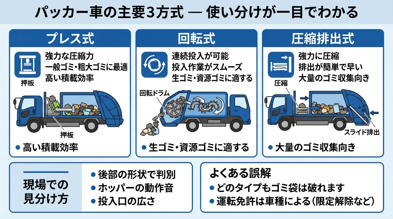 パッカー車の運転免許と仕組み！未経験の仕事不安を解消のインフォグラフィック1