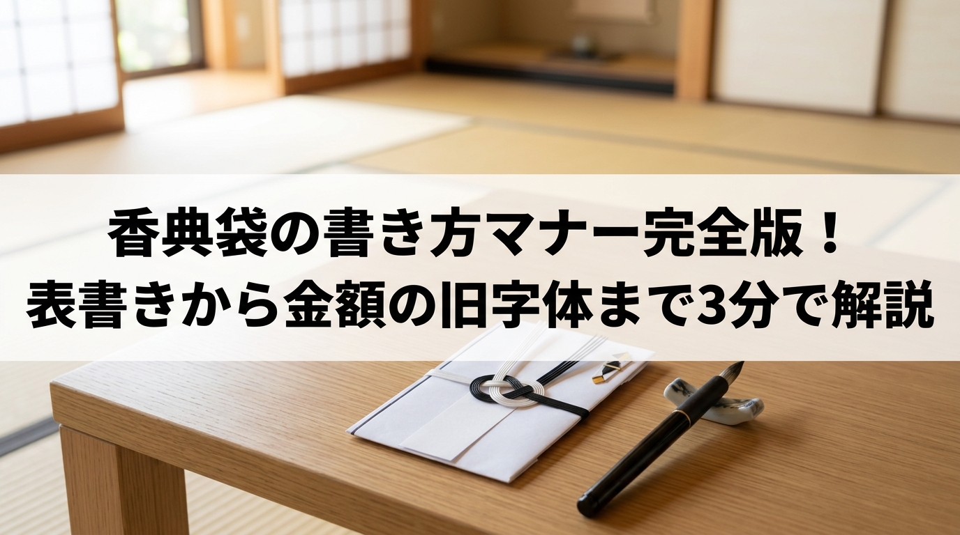 香典袋の書き方マナー完全版！表書きから金額の旧字体まで3分で解説