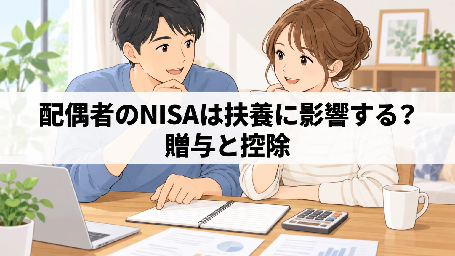 夫婦でNISAと家計の計画を確認する様子