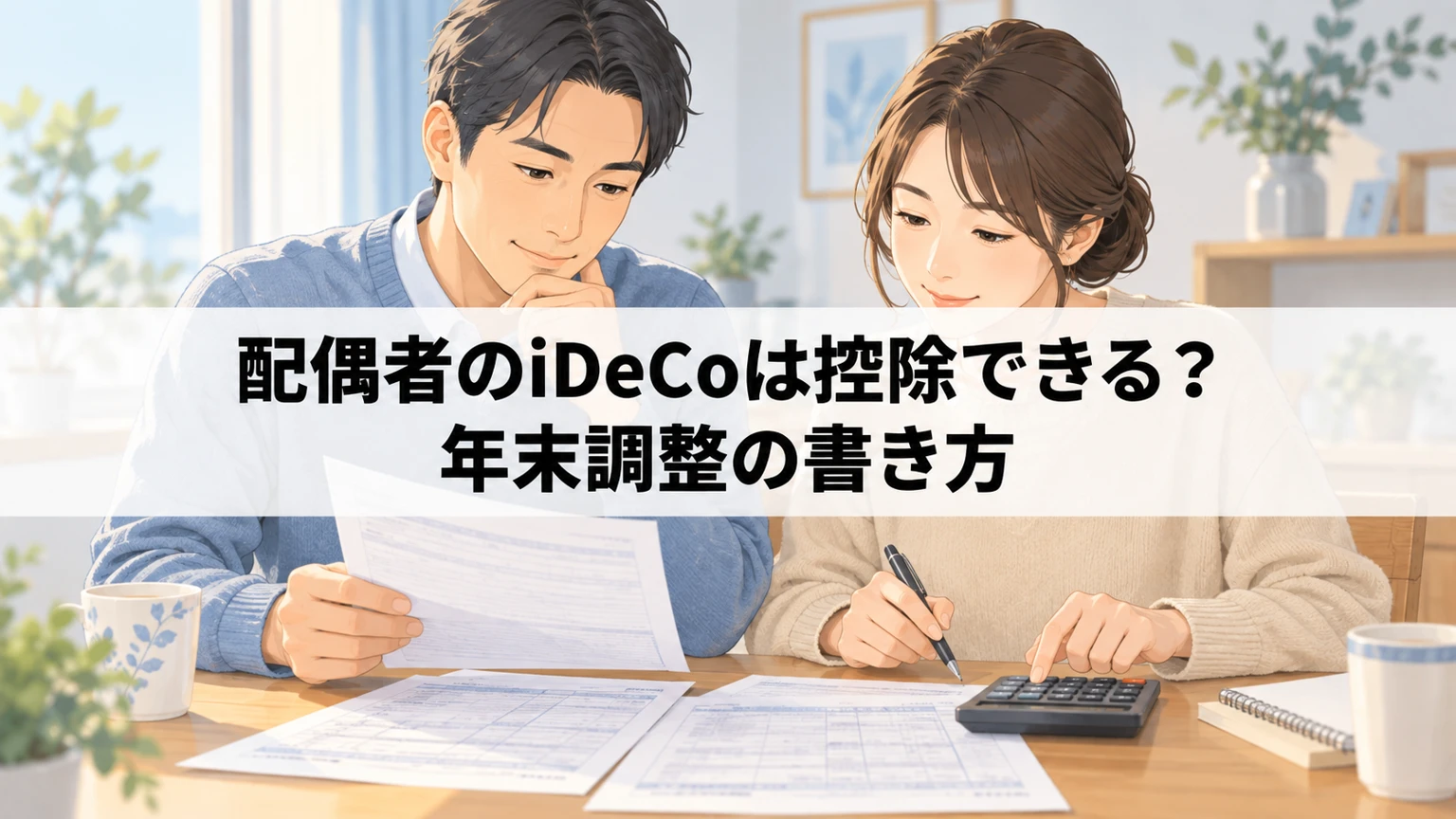iDeCoの年末調整書類を確認する夫婦