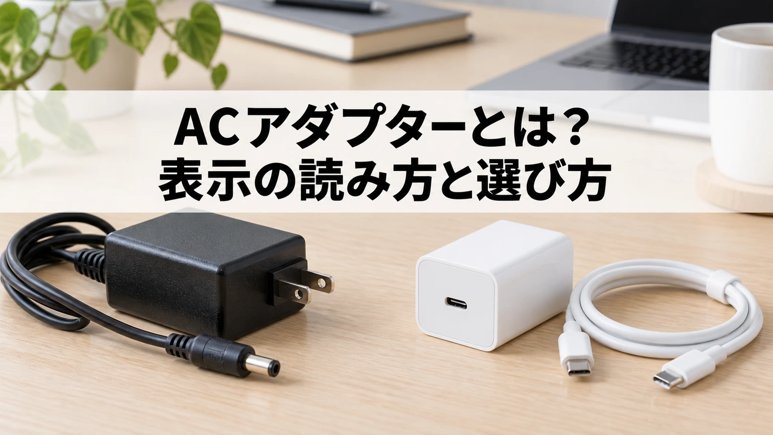 ACアダプターと電源表示を確認するイメージ