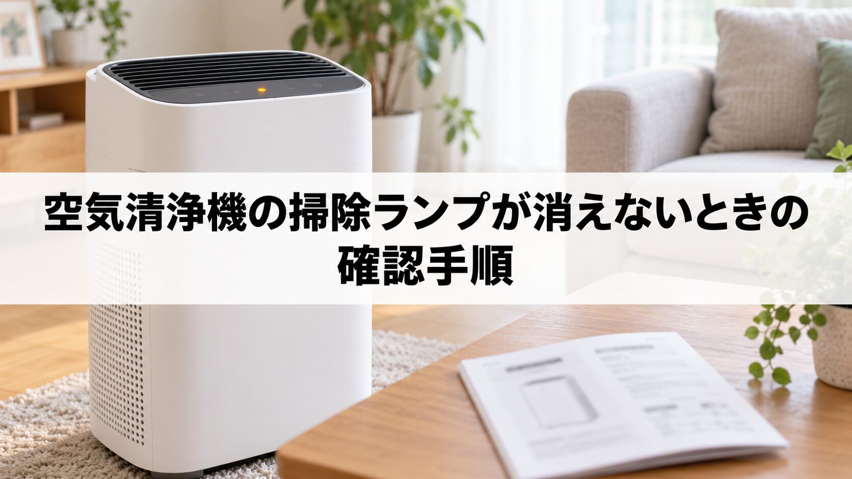 空気清浄機の掃除ランプが消えないときの確認手順（イメージ）