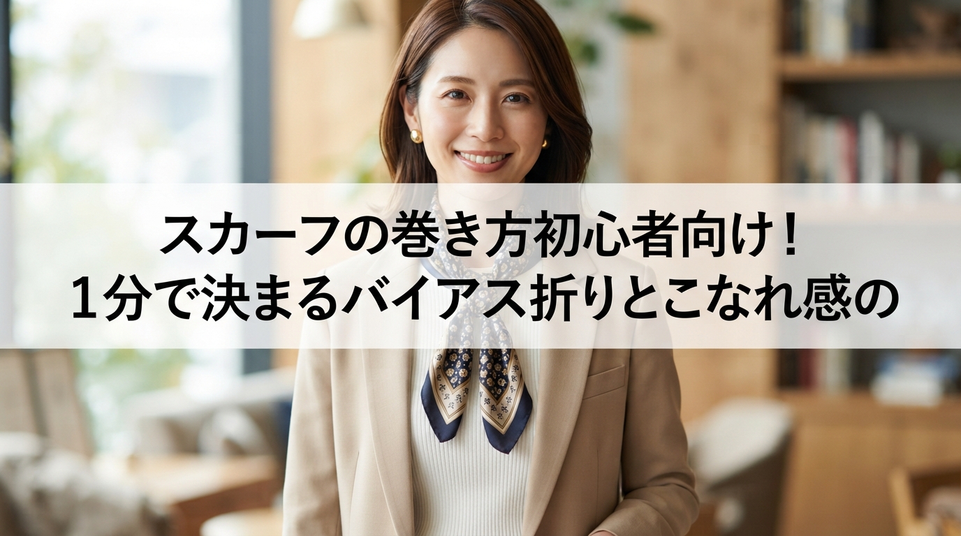スカーフの巻き方初心者向け！1分で決まるバイアス折りとこなれ感の