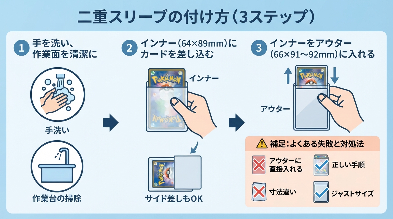 ポケカ サイズ完全ガイド!失敗しないスリーブの選び方のインフォグラフィック1