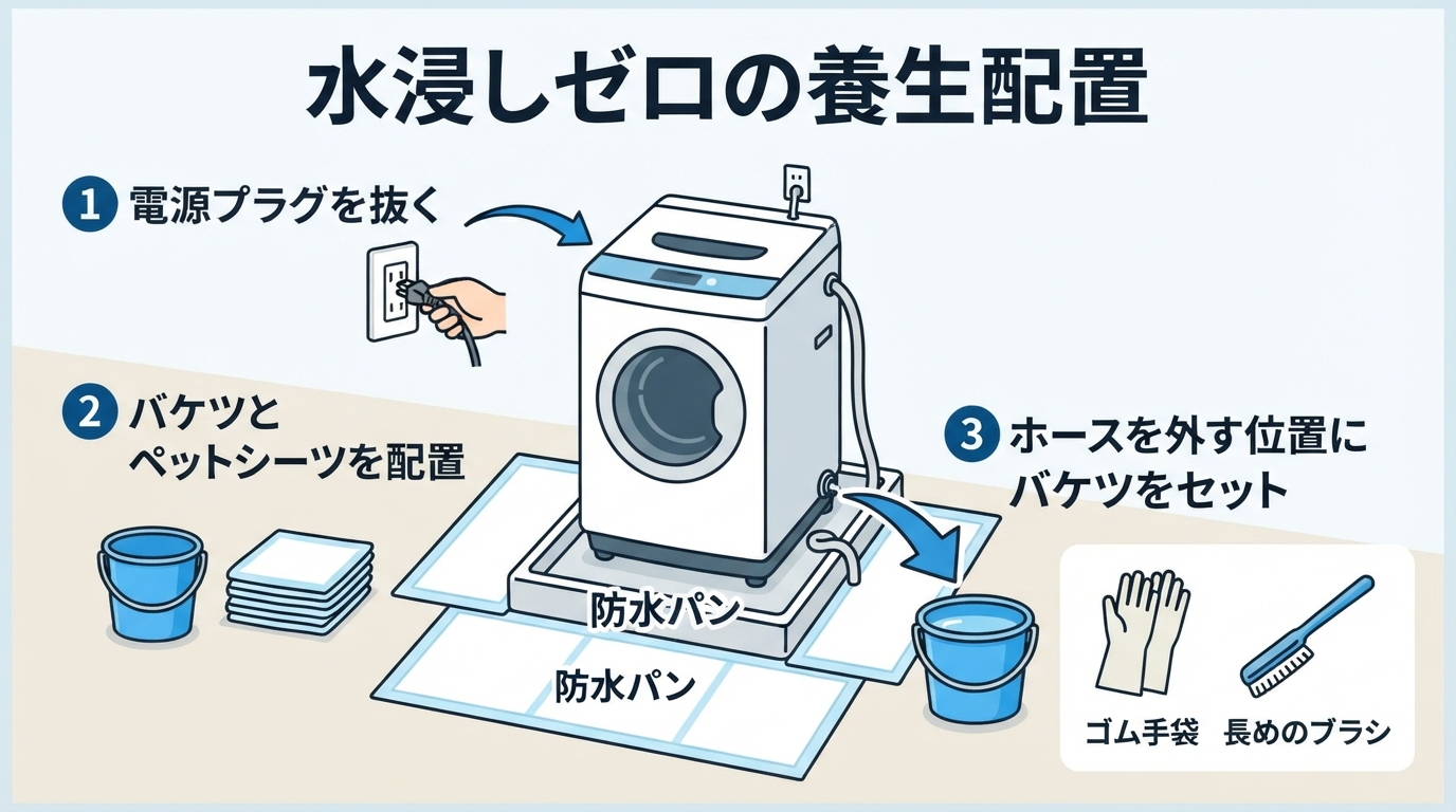 洗濯機 排水ホース 掃除｜洗濯機排水ホースの掃除方法！水浸しゼロのインフォグラフィック1