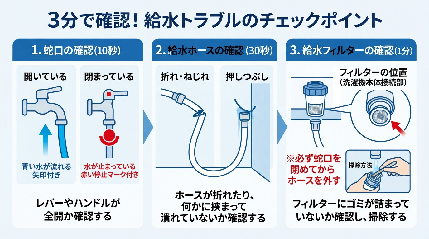 洗濯機 水がたまらない｜洗濯機に水がたまらない原因と解決法！自分のインフォグラフィック1