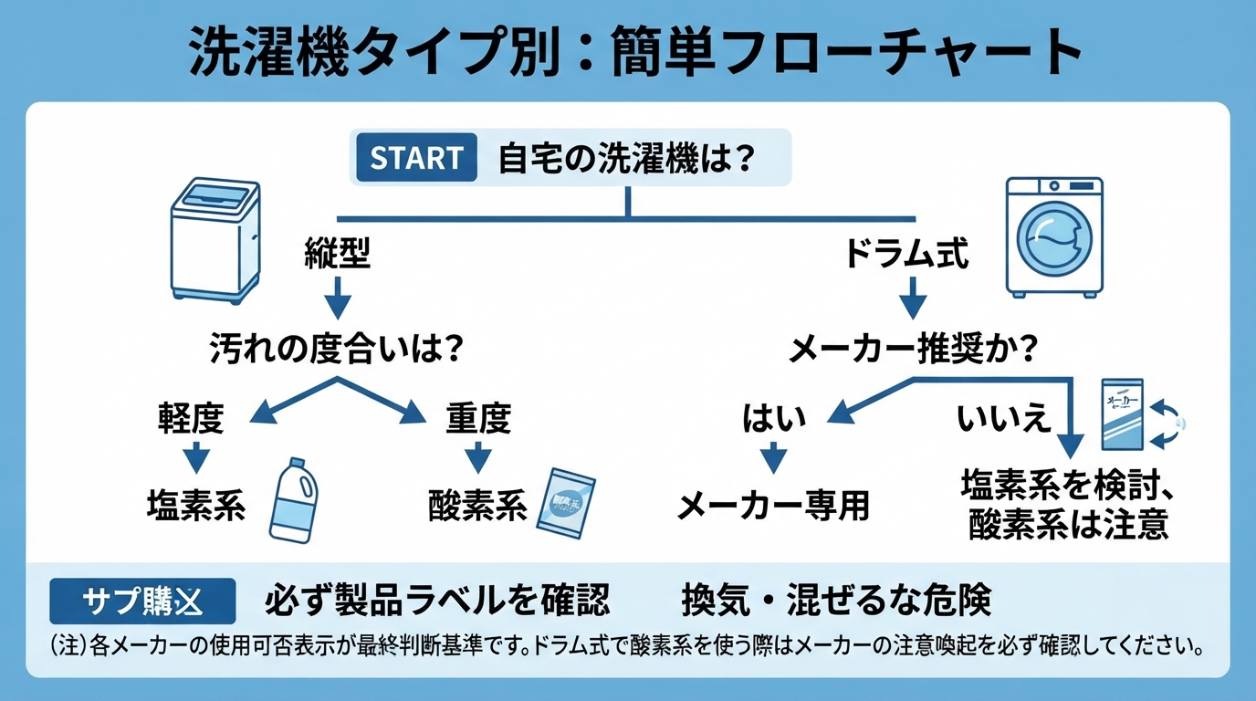 洗濯槽 クリーナー 塩素系 酸素系|洗濯槽クリーナーは塩素系と酸のインフォグラフィック1