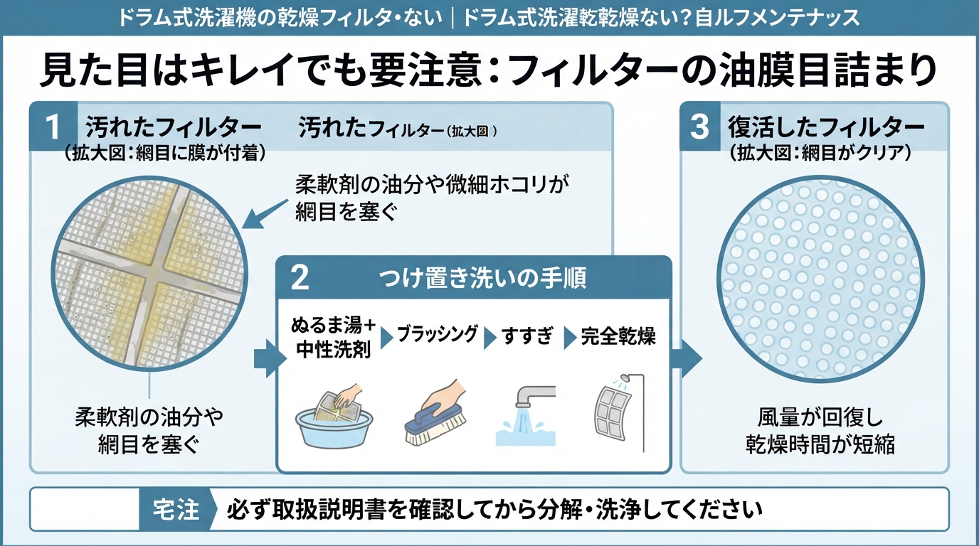 ドラム式洗濯機 乾かない｜ドラム式洗濯機が乾かない？自力メンテナのインフォグラフィック1