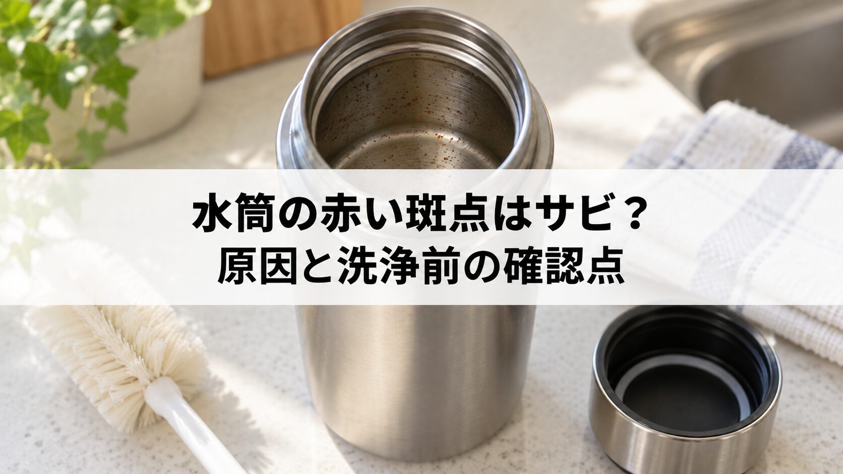 水筒の赤い斑点はサビを説明するイメージ画像（生成画像）