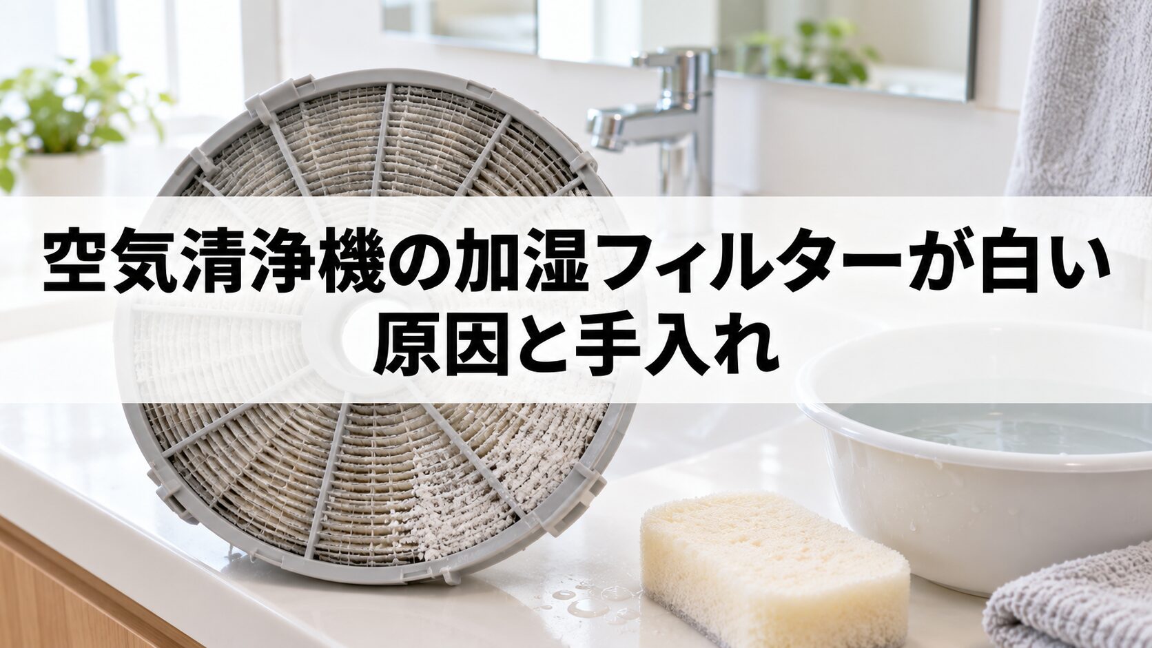 空気清浄機の加湿フィルターが白い原因と手入れ（イメージ）