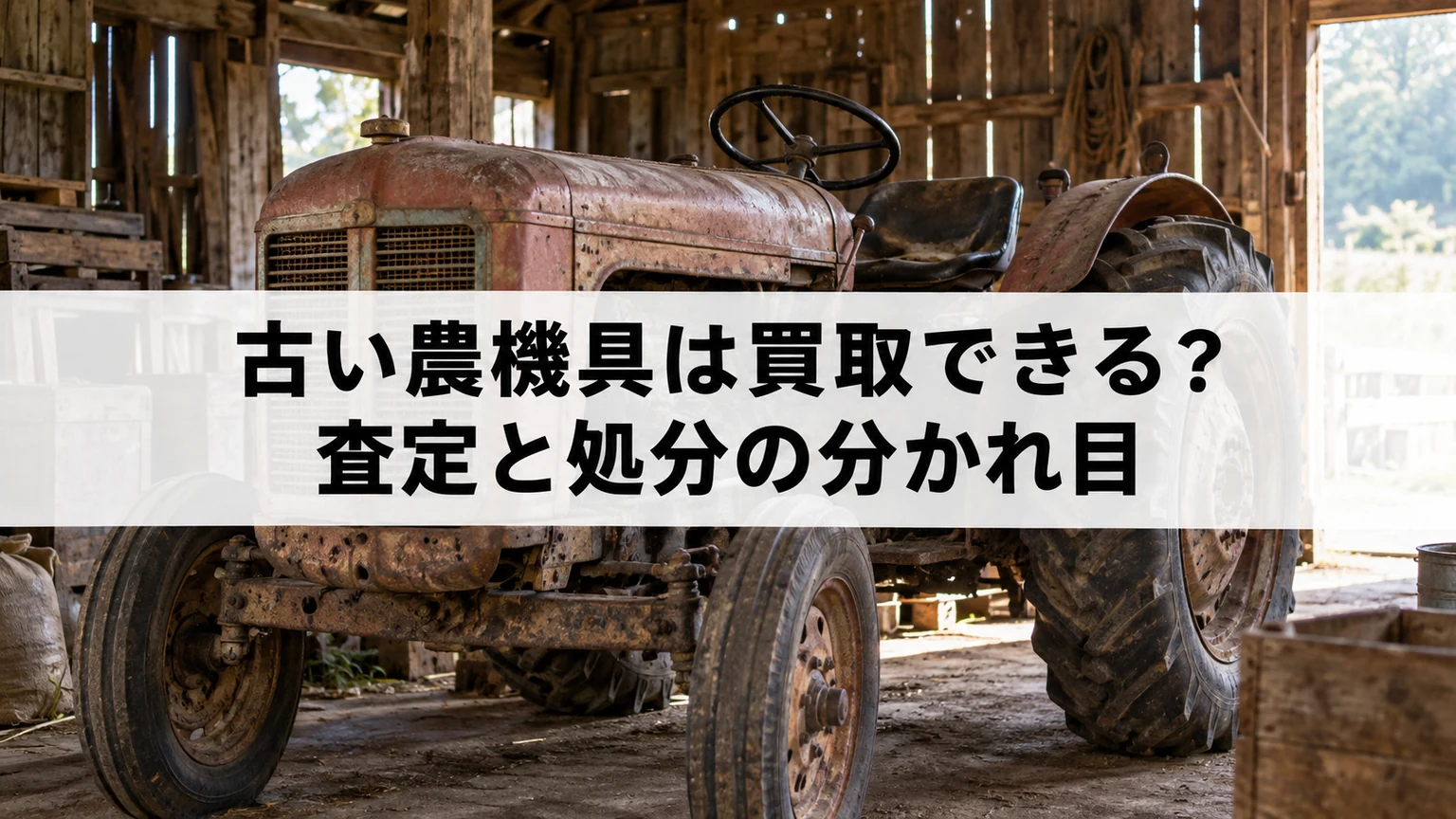 納屋に保管された古い農機具のイメージ