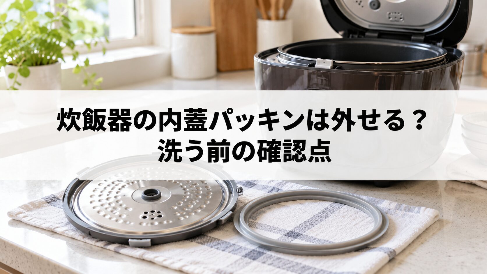炊飯器の内蓋パッキンは外せるを説明するイメージ画像（生成画像）