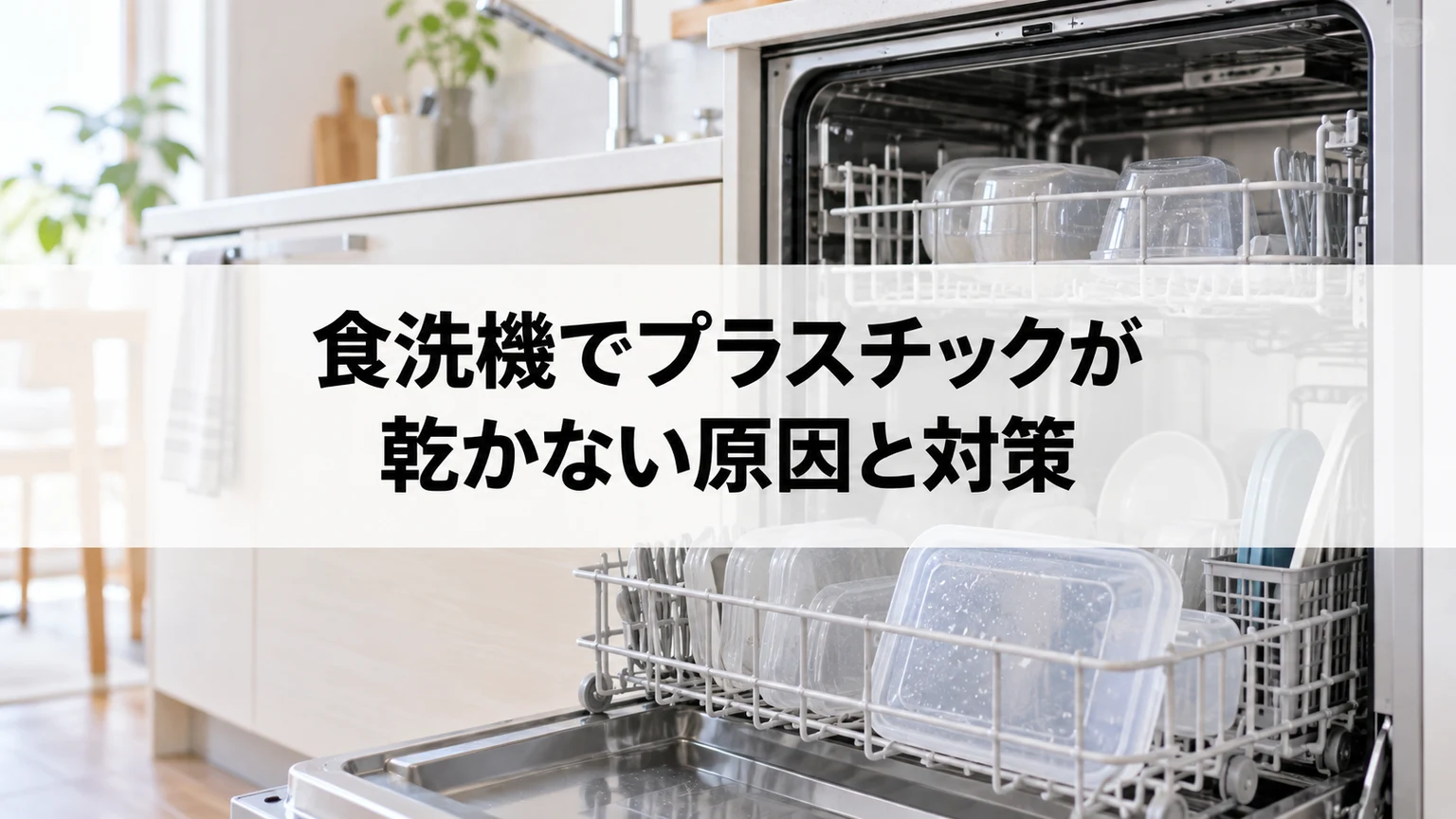 食洗機でプラスチックが乾かない原因と対策を説明する食洗機のイメージ