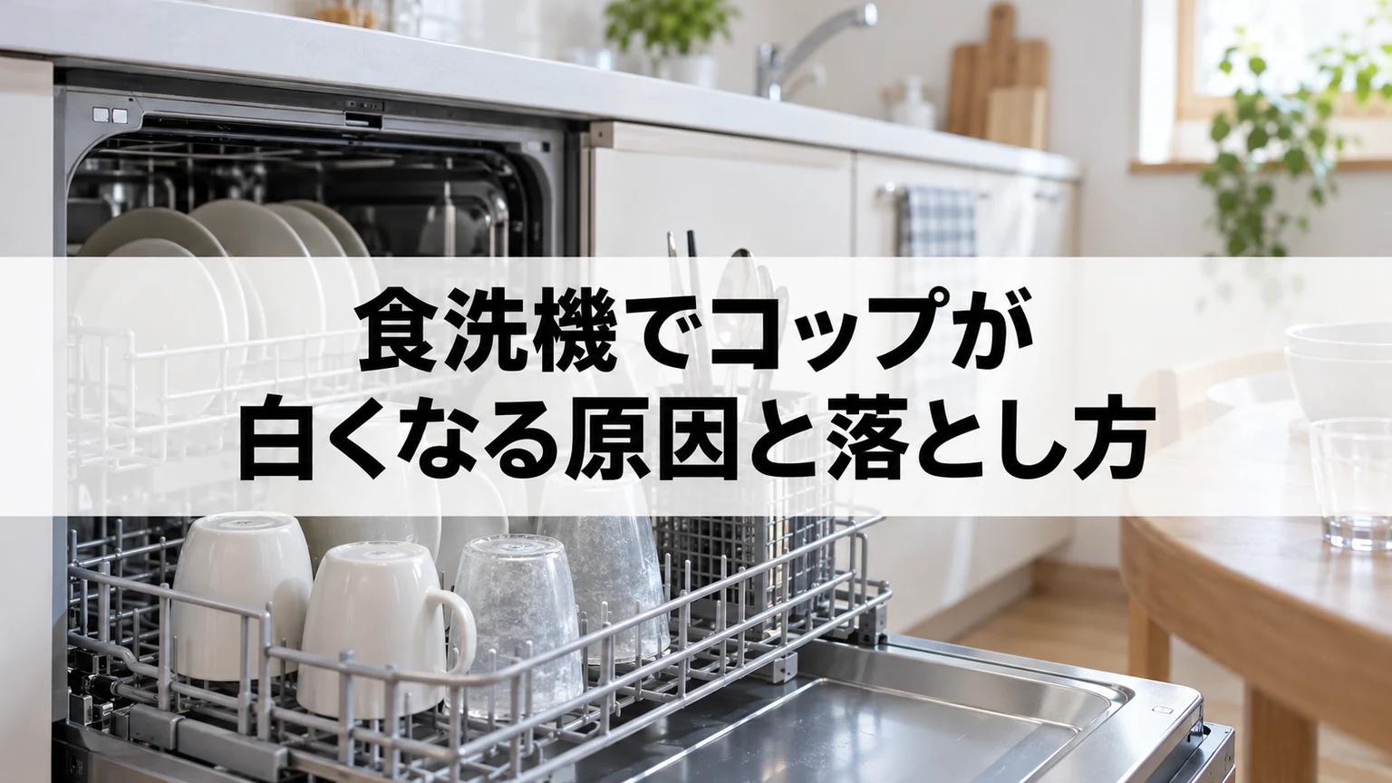 食洗機でコップが白くなる原因と落とし方を説明する食洗機のイメージ