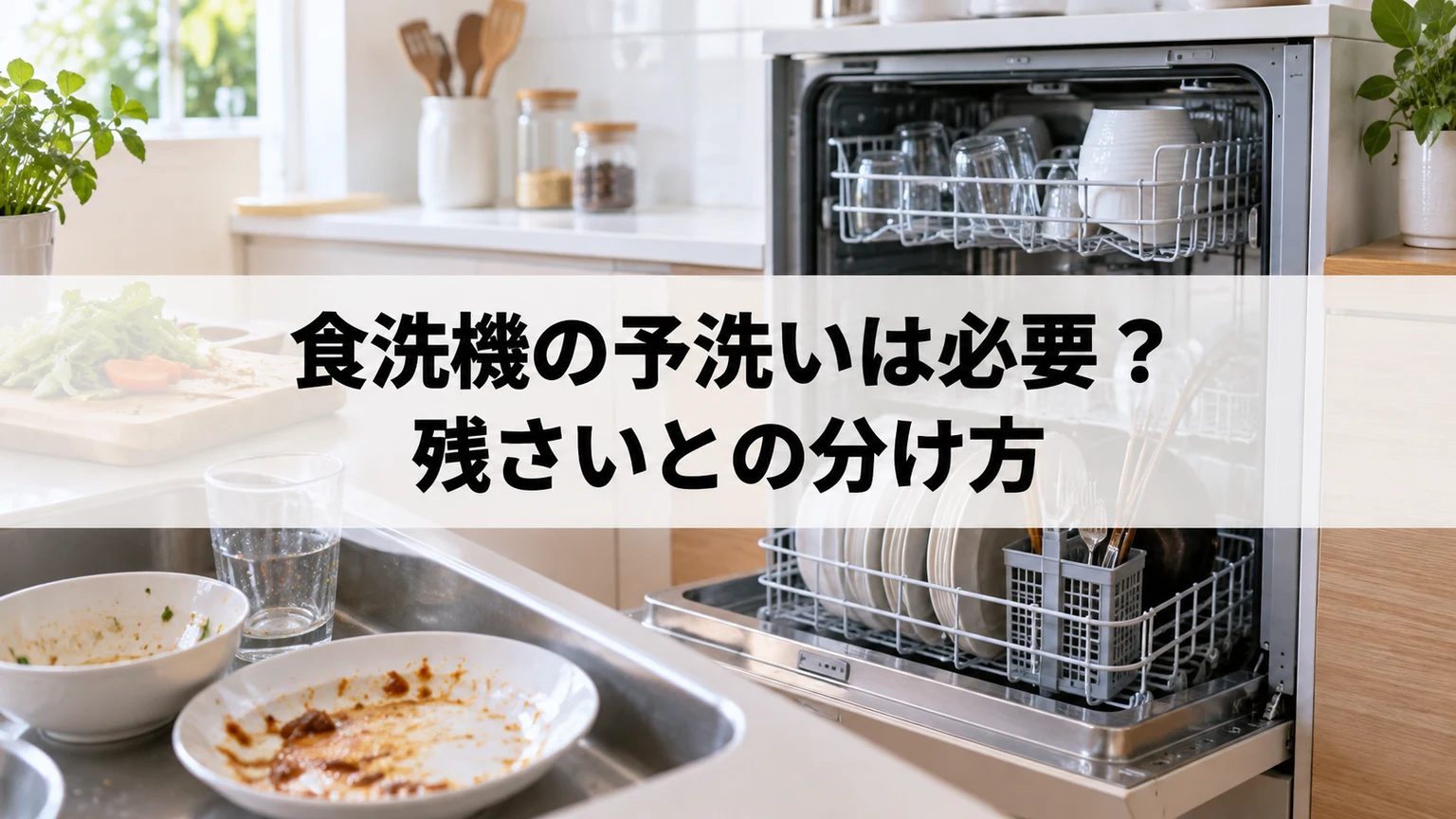食洗機の予洗いは必要？残さいとの分け方を説明する食洗機のイメージ